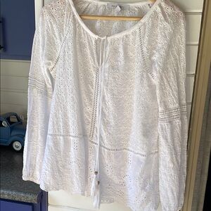 Crisp White Tie Front Relaxed Blouse